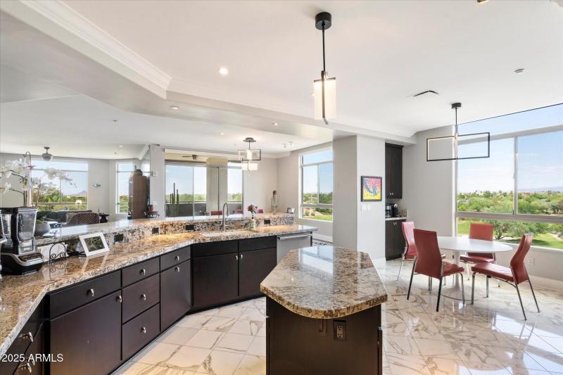 Kitchen looking at views