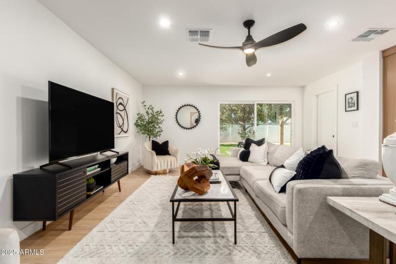 Open Living Area with Backyard Views