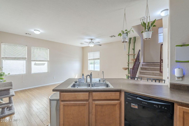 Kitchen View to Living Room