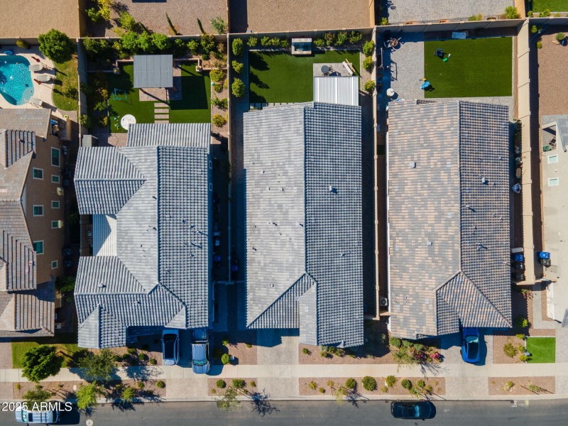 Aerial view of backyard