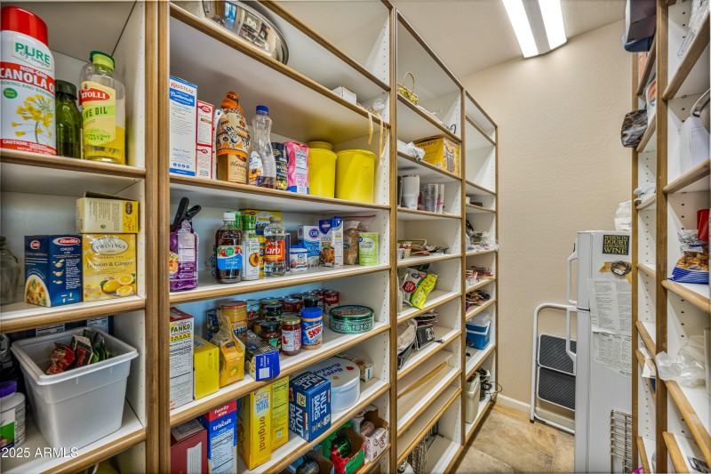 Walkin pantry with refrigerator