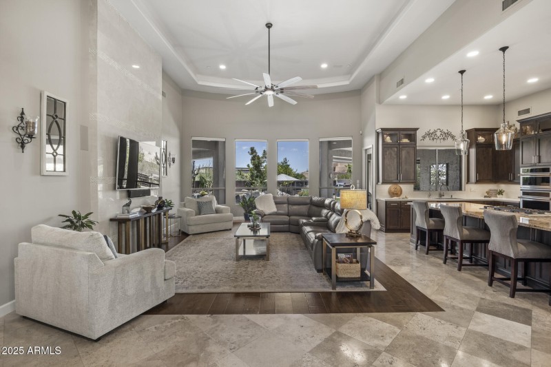 Great room looking toward patio and yard