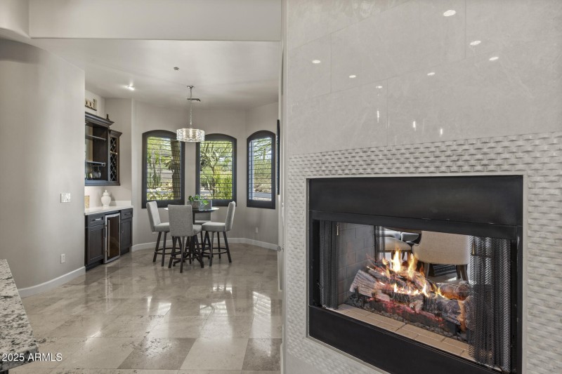 See through gas fireplace gives ambiance