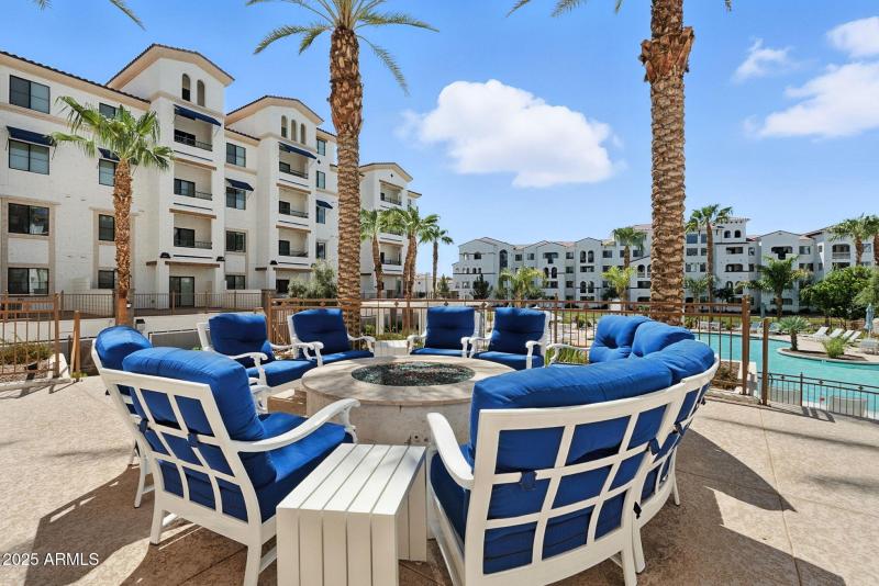 Gas Fire Pit by pool