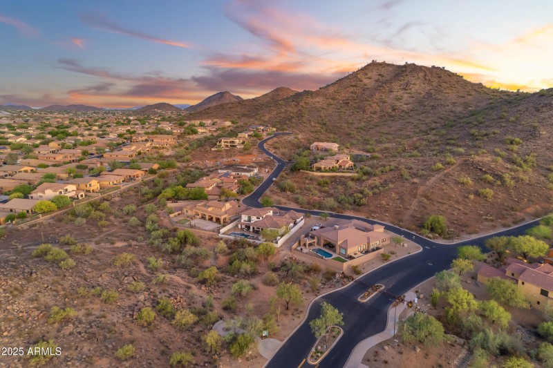 long shot drone dusk