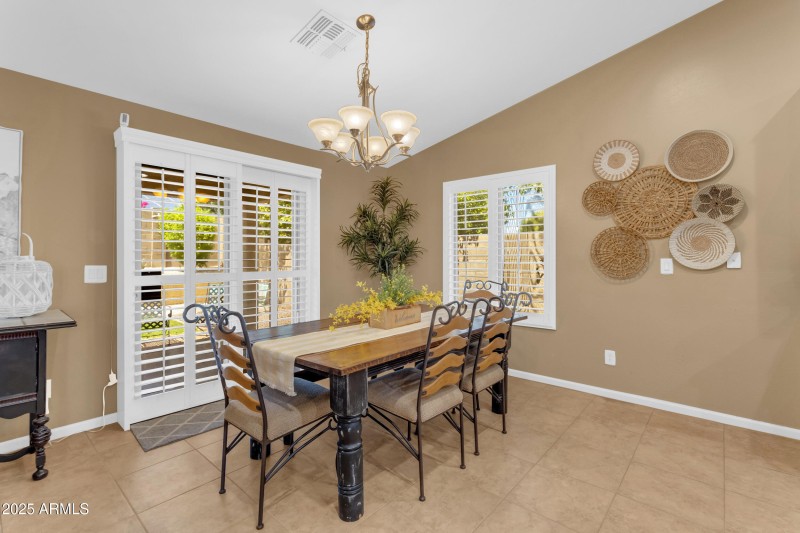 Dining area leads to your backyard