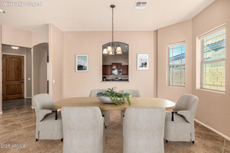 Staged dining room