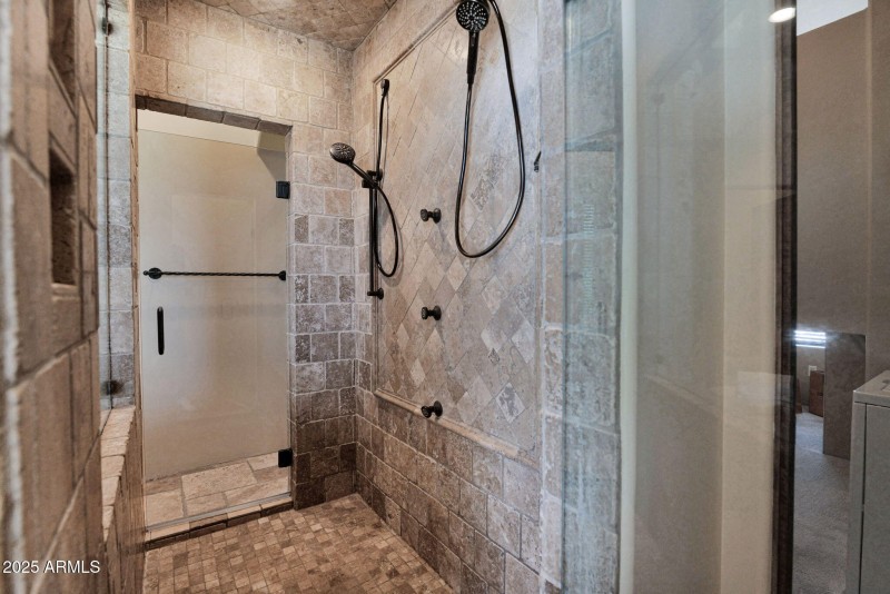 walk in travertine shower