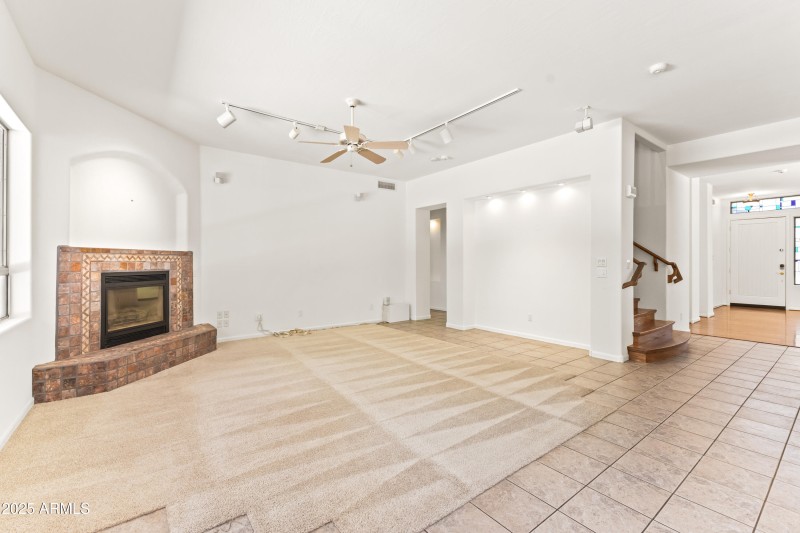 Bright Family Room with Fireplace