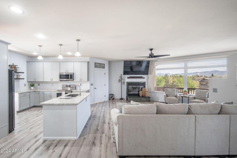 LIVING FIREPLACE KITCHEN