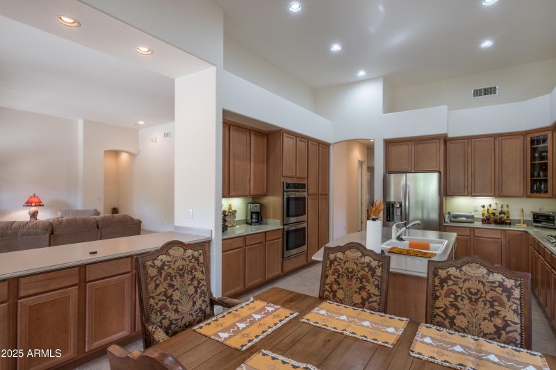 Kitchen with pass through to living room