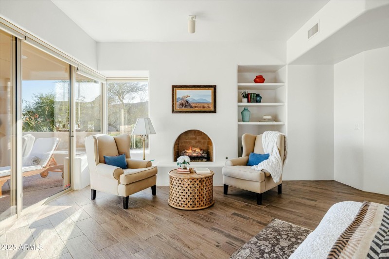 Primary suite fireplace sitting area