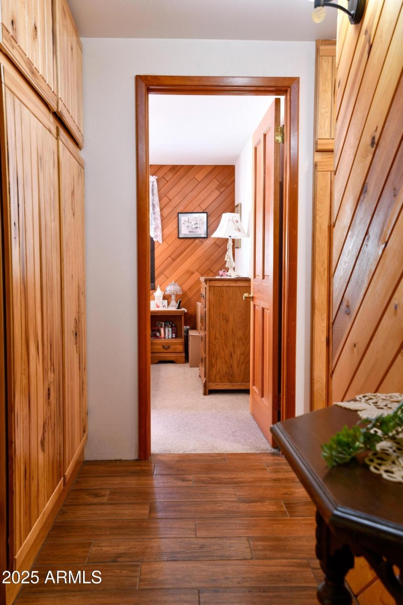 Hallway with cabinets