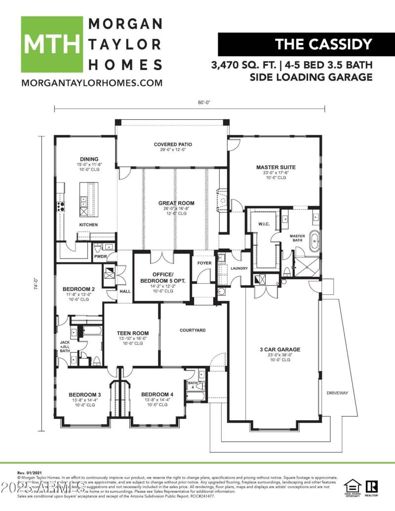 3470 Side Loading Garage Floor Plan Only
