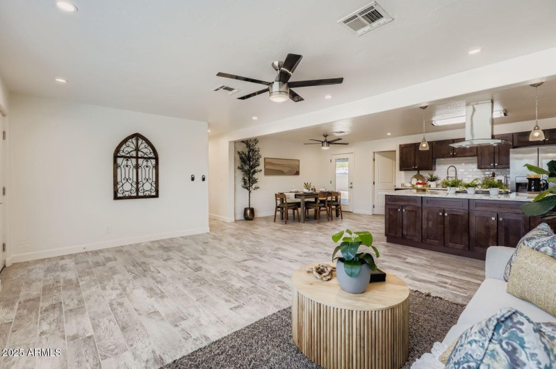 Great Room into Kitchen and Dining