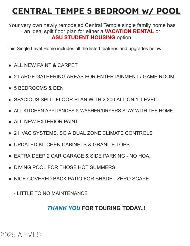 Home Features List - Terrace Home