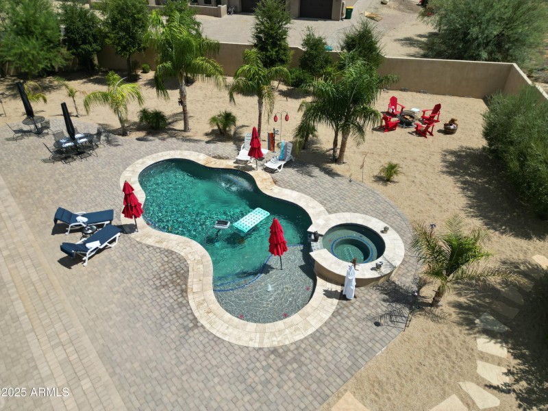 Overhead View of Spa and Pool