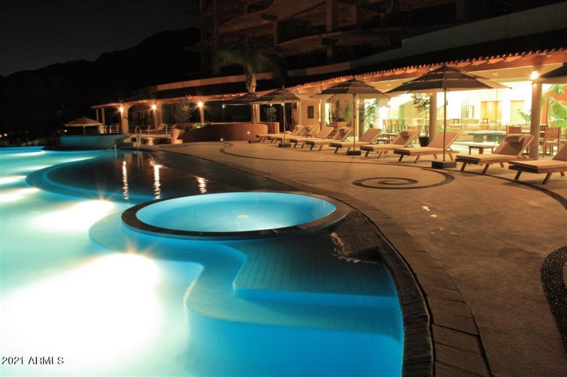 el dorado pool hot tub area at night