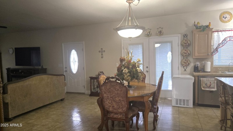 open family dining and island