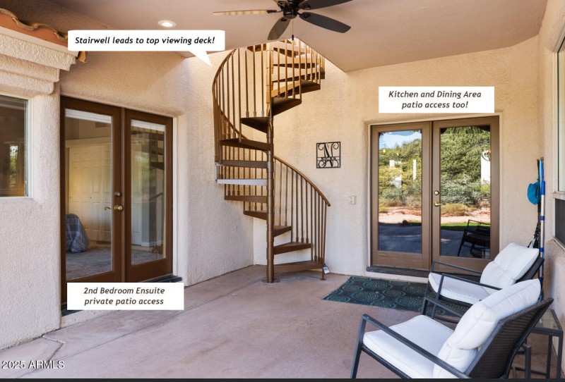 Side patio with access to top deck