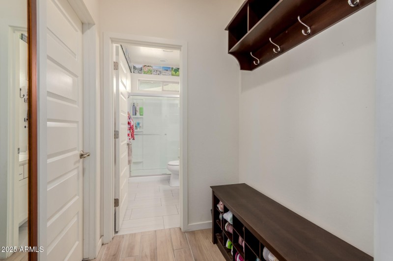 Hall to downstairs bed and bath