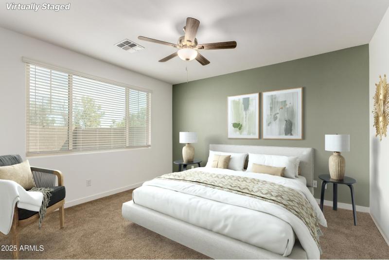 Primary Bedroom digitally staged