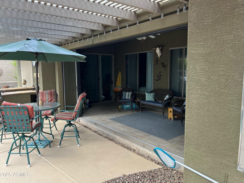 Covered Patio with doors open