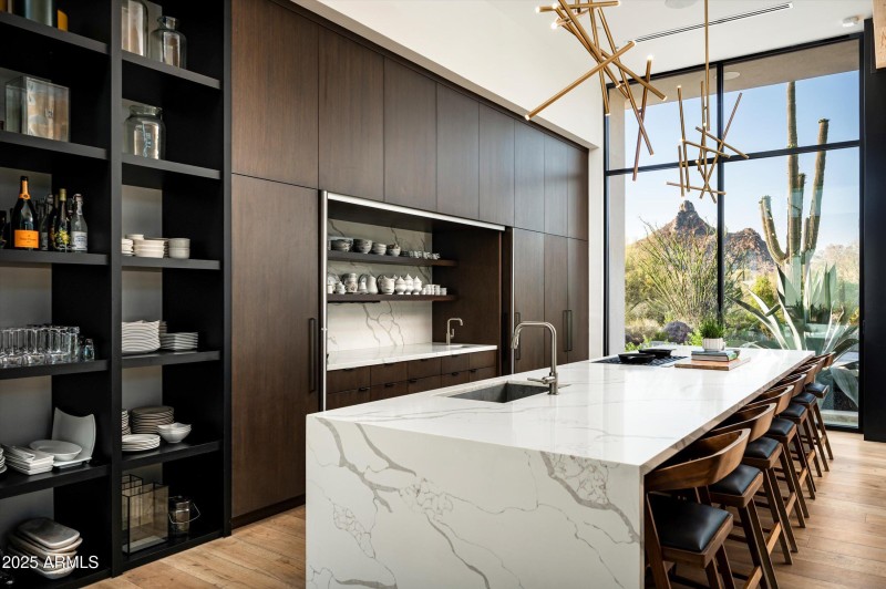 Modern kitchen with pocket doors