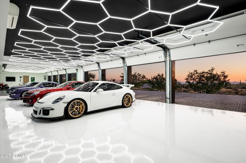 Custom lighting in 4 car garage