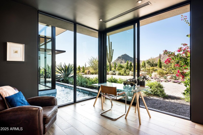 Den has sliding doors