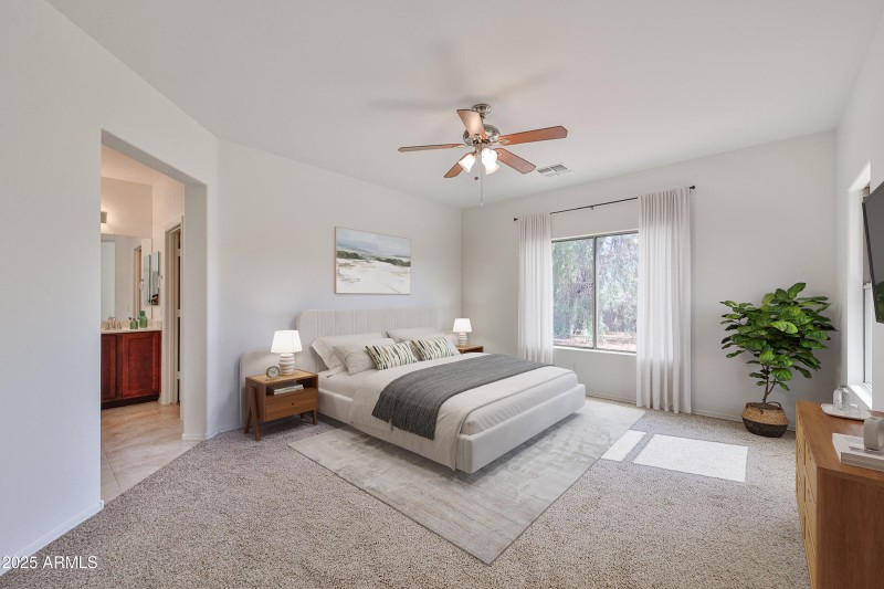 Primary bedroom virtually staged