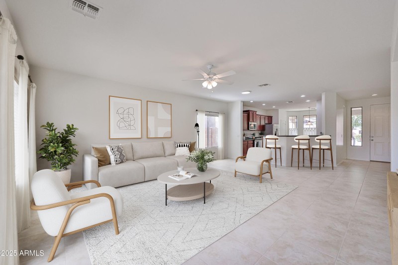 Great room virtually staged