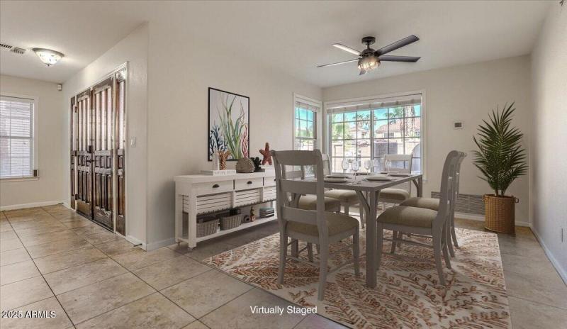 Foyer and Dining Room Virtually Staged