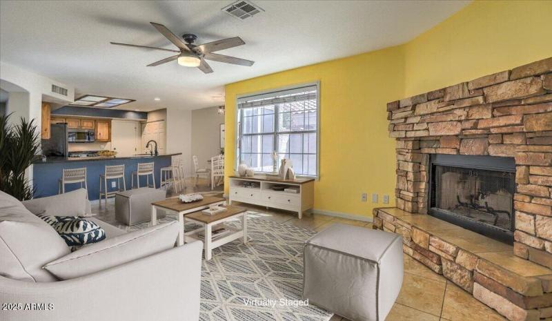 Great Room to Kitchen Virtually Staged
