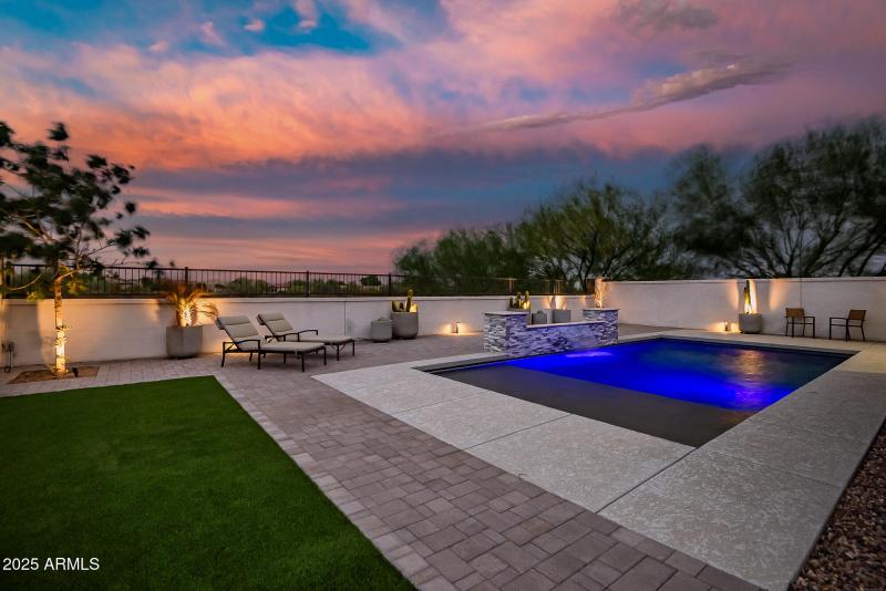 POOL AND VIEW AT DUSK