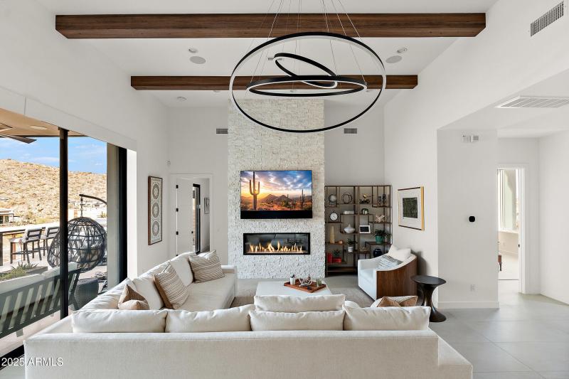 Beautiful stone gas fireplace