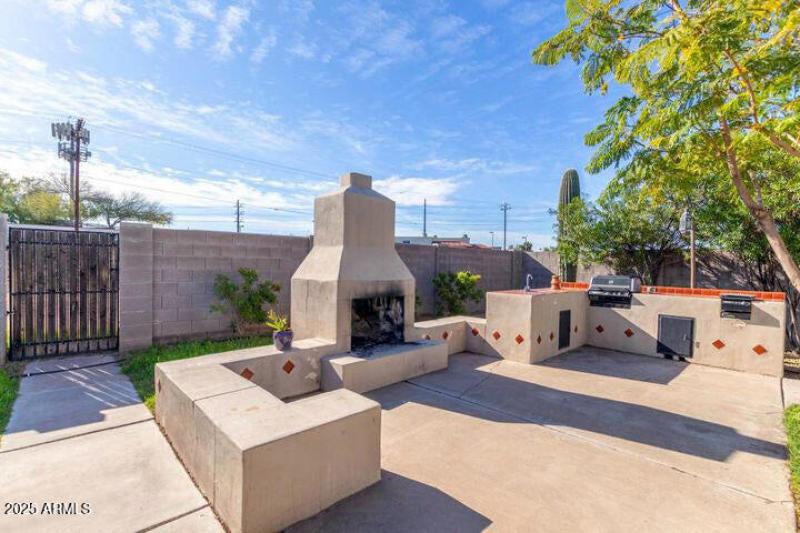 Outdoor Fireplace and Grilling Station