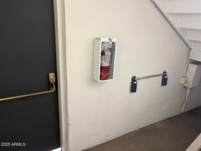 Lockbox on rail in left stairway door