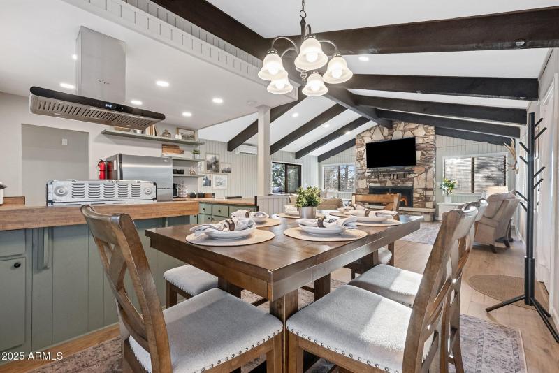 Dining Room into the Kitchen and Living