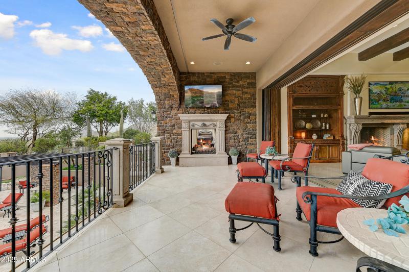Covered Deck with Fireplace & TV