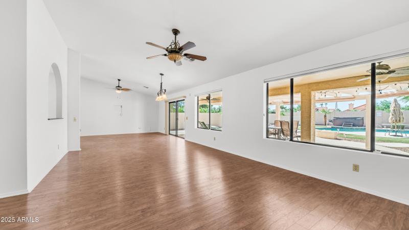 Great Room with Views of Pool and Bckyrd