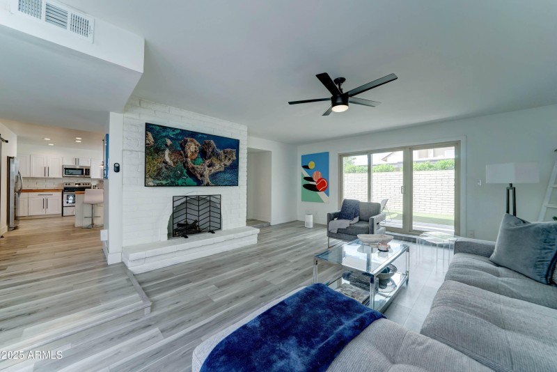 Floor to ceiling fireplace