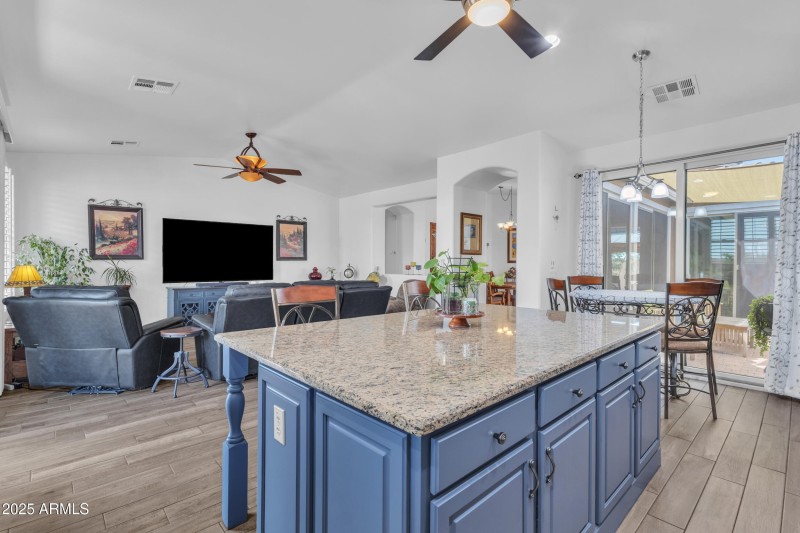 Kitchen view to family room