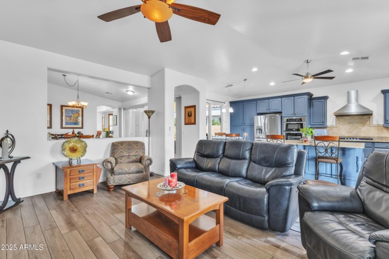 Family room open to dining area