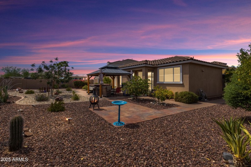 Backyard with sunset views