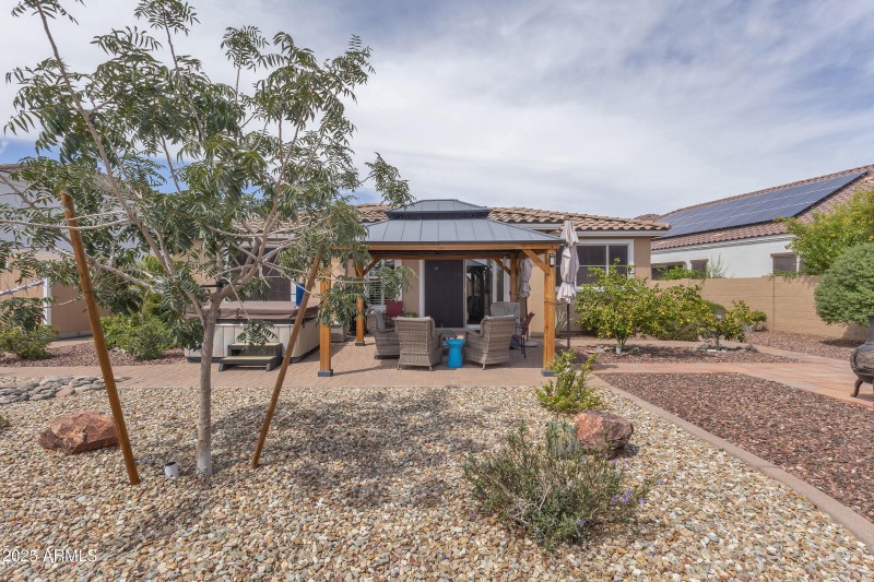 Backyard pergola and spa
