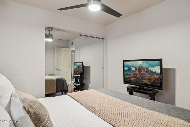 Notice mirrored Closet Doors