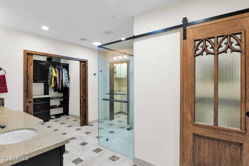 Primary Bathroom with custom door