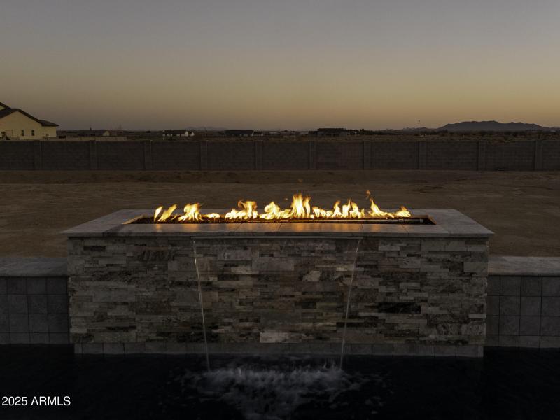 UAS Twilight Pool Flames Close