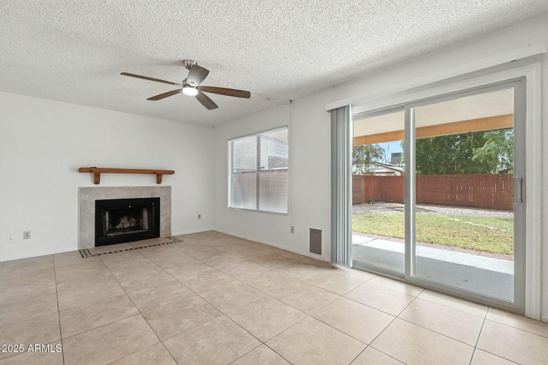 Living room with fire place